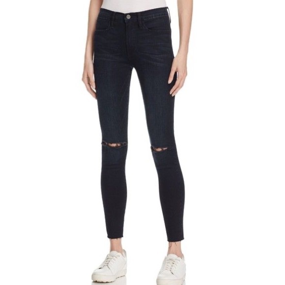 Frame Le High Skinny black ripped jeans 23 - Picture 2 of 8